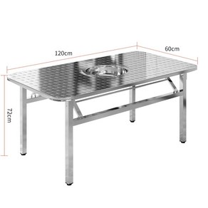 원형 불판테이블 고깃집 스테인레스 포차 식당 접이식, 1.2mx60 직사각 엠보싱 테이블