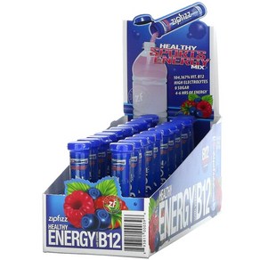 Zipfizz Healthy Enegy Mix With Vitamin B12 Bluebey Raspbey 20 Tubes 0.39 oz (11 g) Each, 20회분, 11g, 1개