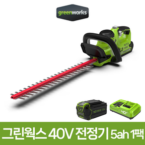 그린웍스 40V 브러시드 전정기 5ah 1팩 충전식 무선 회양목 관리 정리 (본품+5ah 배터리+충전기), 1개