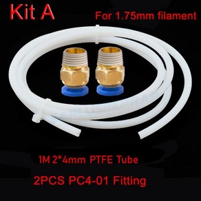 PTFE 튜브 ID 2mm 4mm OD 4mm 6mm 원격 커넥터 2 개 J-헤드 핫엔드 로스톡 보우덴 압출기 1.75mm 3mm 필라멘트 1M