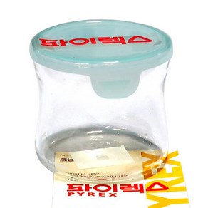 이와끼 파이렉스 내열유리 밀폐용기 유리 찬통 반찬통, 원형 240ml 블루, 1개