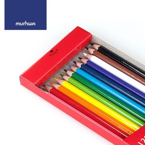 문화연필 색연필 12색 종이케이스 캘리그라피 컬러링 어린이집 유치원 초등학교, 1개