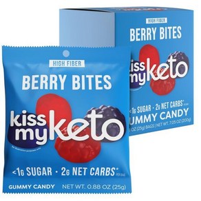 구미 젤리 Kiss My Keto Sou Gummy Woms – 설탕 1g 저탄수화물 고섬유질 비 GMO 신맛 캔디 한 벌레 캔디 맛있는 Wom 개별 패킷(8팩), 1개, 25g