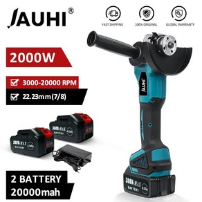 JAUHI 브러시리스 전기 앵글 연마기 절단기 전동 공구 Makita 18V 배터리 장식 도구 125mm 4 기어, 2)Without Battey, 1개