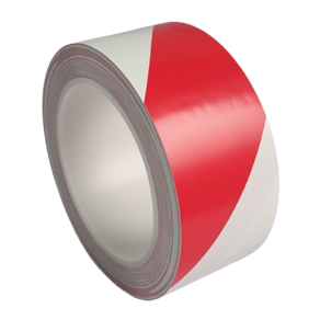 바닥 라인테이프 48mmX30M PVC 안전 구획 경계표시 클린룸, 적색/백색 사선, 1개