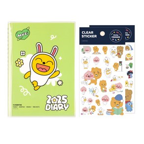 카카오 춘식이 2025년 6공 다이어리 + 스티커, 세이치즈 무지 + 투명스티커 2장