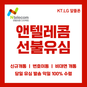 앤텔레콤 선불폰 후불폰 알뜰폰 kt lg 공식 정품 선불유심, KT선불유심(KT정지폰 사용 불가), 1개