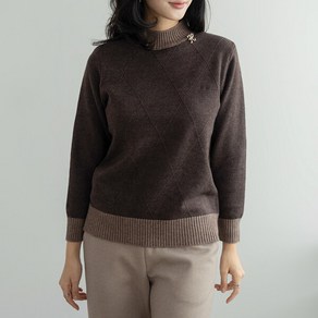 [데드라] KND6014_YC 다이아배색니트(브로치SET)