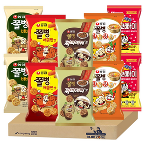[블루존] 라면 스낵 5종 10개 쫄병(짜파게티맛2개+매콤한맛2개+안성탕면맛2개+바베큐맛2개)+별뽀빠이2, 72g, 1개