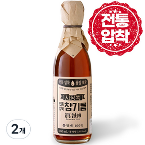 시장쏙 전통압착 참기름, 350ml, 2개