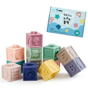 헬로디노 아기 소프트 블럭 12p 유아 큐브 블럭쌓기 장난감, 1개