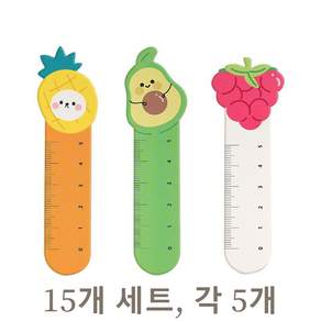 Mr.Paper 귀여운 과일 크리 에이 티브 책갈피 학습 책갈피 통치자 15 개/대 특수 모양의 통치자 종이 책갈피, 15개 세트   각 5개