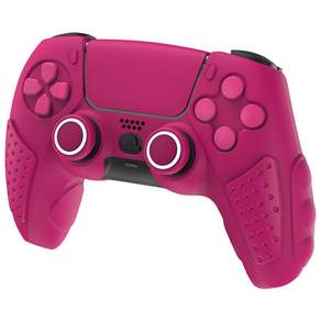 이이네 PS5 듀얼센스 컨트롤러 다색 실리콘 커버 충전대 적합 미끄럼 방지 보호 케이스, 레드