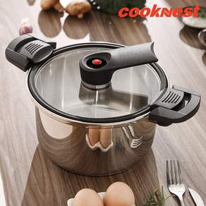 CookNest IH 스테인레스 양수 압력냄비 인덕션 스텐 저압냄비 진공냄비, 1개, 본색, 20cm