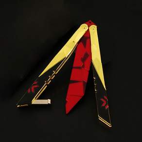 BenF Joy 발로란트 챔피언스 칼 나이프 키체인 호신용 칼 택티컬 스로잉 연습용 나비칼 근접 프라임 굿즈 접이식 프라임 전술 스킨 무기, 1개, 발리송