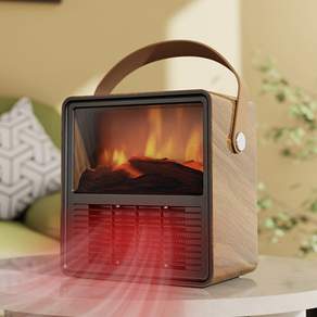 한양 실내 불멍 온풍기 PTC 미니 벽난로 전기온풍기, 우드