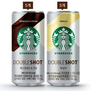 스타벅스 캔커피세트 더블샷 에스프레소앤크림+바닐라라떼, 200ml, 10개