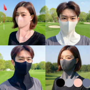 워니비 자외선차단 쿨 마스크 목커버 골프 등산 자전거 스포츠 햇빛가리개 냉감소재, 블랙, 1개