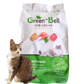 그린벨고양이사료5kg 고양이 설사 변비 사료토예방 건식사료, 5kg, 2개, 닭+연어