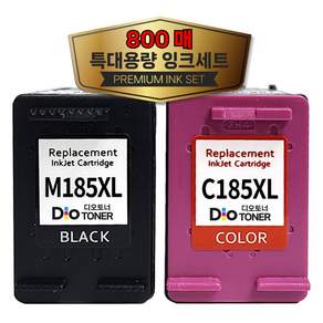 (800매 특대용량 세트) INK-M185 C185 잉크 호환 SL-J1680 SL-J1683 SL-J1685 SL-J1780W SL-J1780DW SL-J1785W M185XL, 1세트, 검정+컬러