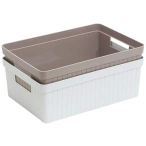 브릭스 멀티바스켓 5호(33X22X9CM) 플라스틱바구니사각 플라스틱바구니, 크리미 아이보리, 1개