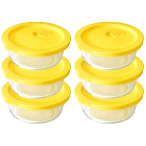 감성리빙 촉촉한 햇밥용기 유리 원형 300ml, 6개