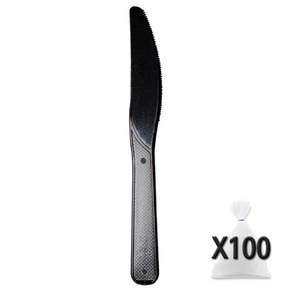 코디마트 일회용 나이프 16.5cm 벌크포장 검정, 1개, 100개입