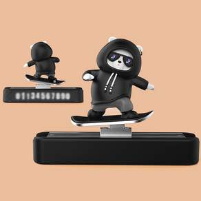 WHSDD 극곰 스쿠터 디자인의 차량 주차용 전화번호표 무빙베어 주차번호판, 검은색, 1개