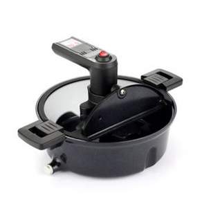 NEW 오토쿡 IH인덕션 자동회전냄비 멀티쿡 기름배출구가 있는 모델 고구마 삼겹살 콩 깨 볶는 냄비 블랙, 1개, 28cm