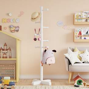 하이주 튼튼한 원목 스탠드 옷걸이 미니 스탠드 옷걸이 행거, 화이트