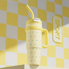Tiger Pavilion 아이스 킹 듀얼 드링크 보온 텀블러, 1개, 1000ml, 옐로