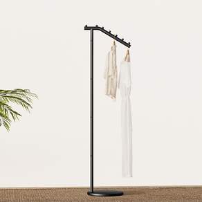 Kurelsn 7자형 철제 북유럽풍 모던 튼튼한 스탠드 옷걸이 매장용 인테리어 스탠드 옷걸이 행거, 블랙02