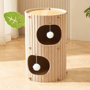메일켓 고양이 트리형 펠트 2층 숨숨집 캣타워, 1개, 베이지