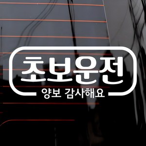 차량용 스티커 심플라인 초보운전, 화이트, 1개