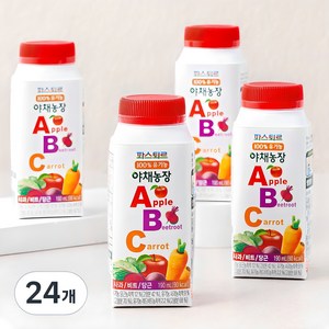 파스퇴르 유기가공식품 인증 야채농장 ABC 과채 주스, 190ml, 24개