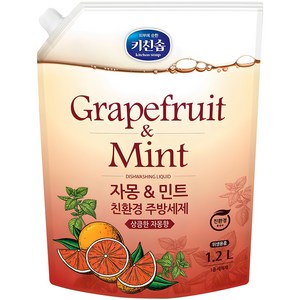 키친솝 자몽 앤 민트 친환경 주방세제, 1.2L, 1개