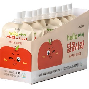 아올다 헬로아이 달콤사과 주스, 100ml, 10개, 사과맛