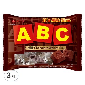 롯데웰푸드 ABC 초콜릿, 72g, 3개