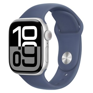 Apple 애플워치 10 GPS+Cellula, 42mm, 알루미늄, 실버 / 데님 스포츠 밴드, S/M