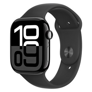 Apple 애플워치 10 GPS, 46mm, 제트 블랙 / 블랙 스포츠 밴드, S/M