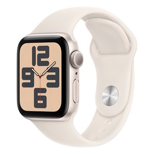 Apple 정품 2024 애플워치 SE 2세대 알루미늄 케이스, 40mm, GPS, 스타라이트 / 스타라이트 스포츠 밴드, S/M