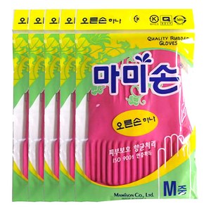 마미손 오른손 하나 고무장갑, 핑크, 중(M), 5개