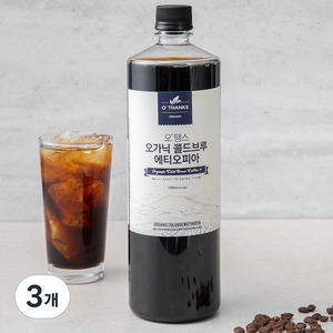 오땡스 오가닉 인증 콜드브루 커피 에티오피아, 1000ml, 3개