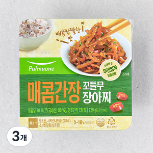 풀무원 매콤간장 꼬들무 장아찌, 220g, 3개