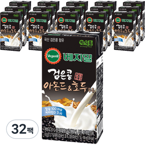 베지밀 검은콩 아몬드 앤 호두 두유, 190ml, 32개