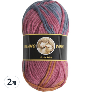 yarna 메리노 울 10ply 뜨개실 100g, 8530 오렌지블루믹스, 2개