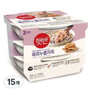 햇반 흑미누룽지죽, 205g, 15개