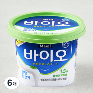 매일바이오 플레인 저지방 요거트 450g, 6개