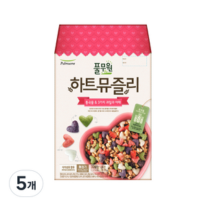 풀무원 하트뮤즐리 통곡물 앤 3가지 과일과 야채 시리얼, 320g, 5개