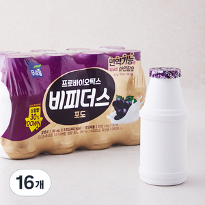 푸르밀 프로바이오틱스 비피더스 포도 요구르트, 130ml, 16개